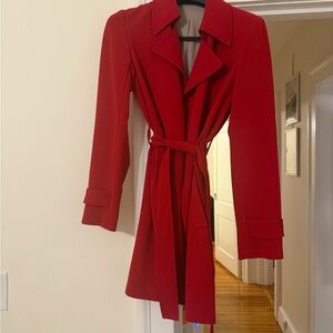 Theory Vibrant Red Trench Coat Small
